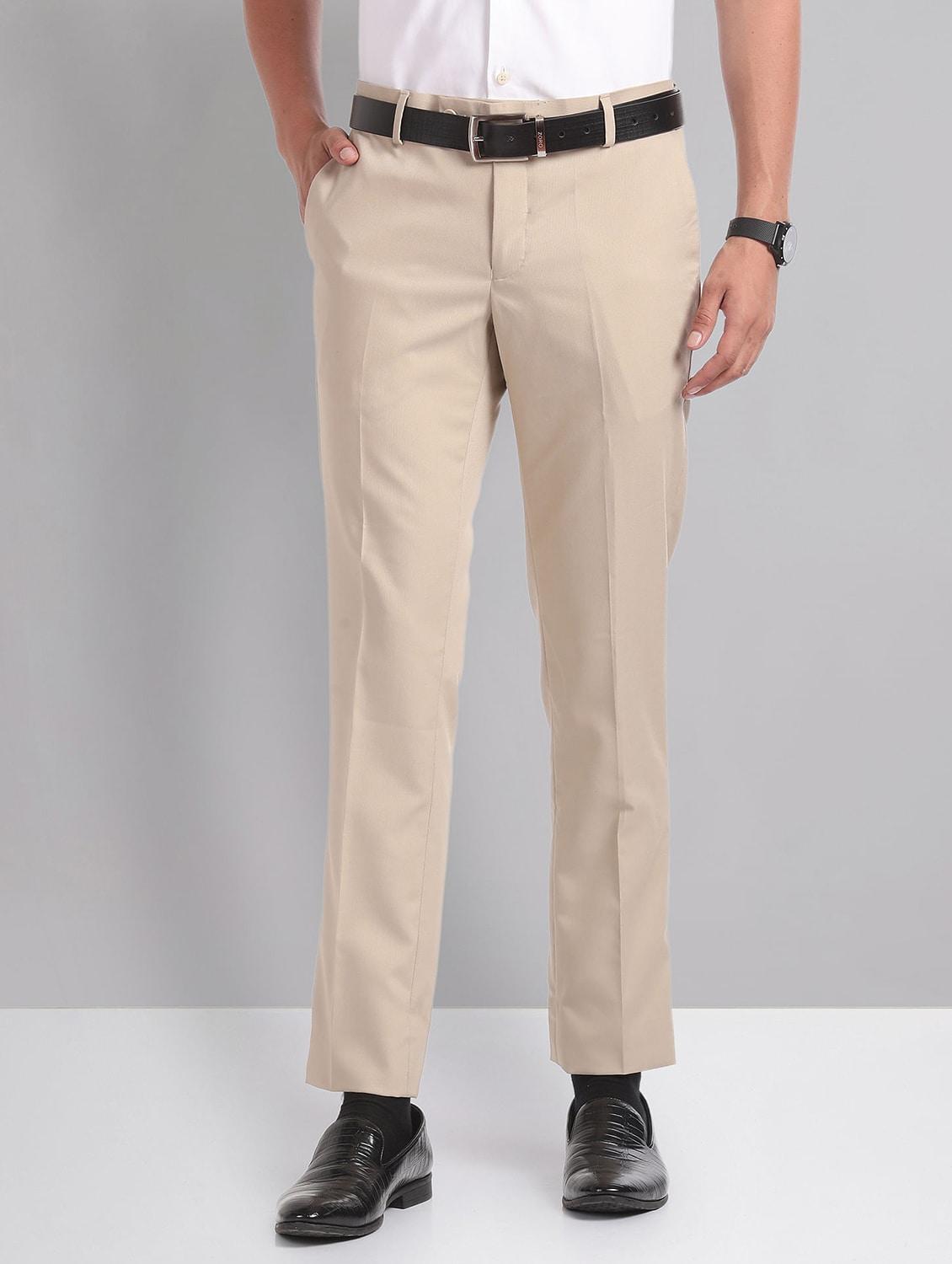 men mid-rise solid formal trouser