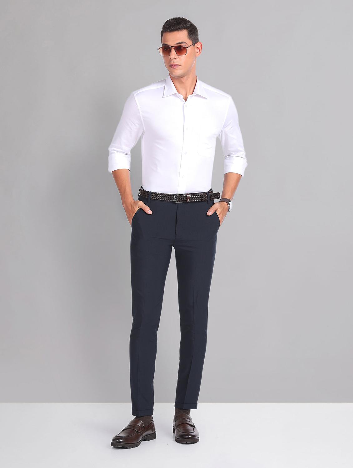 men solid flat front formal trouser - 21252862 - Standard Image - 3