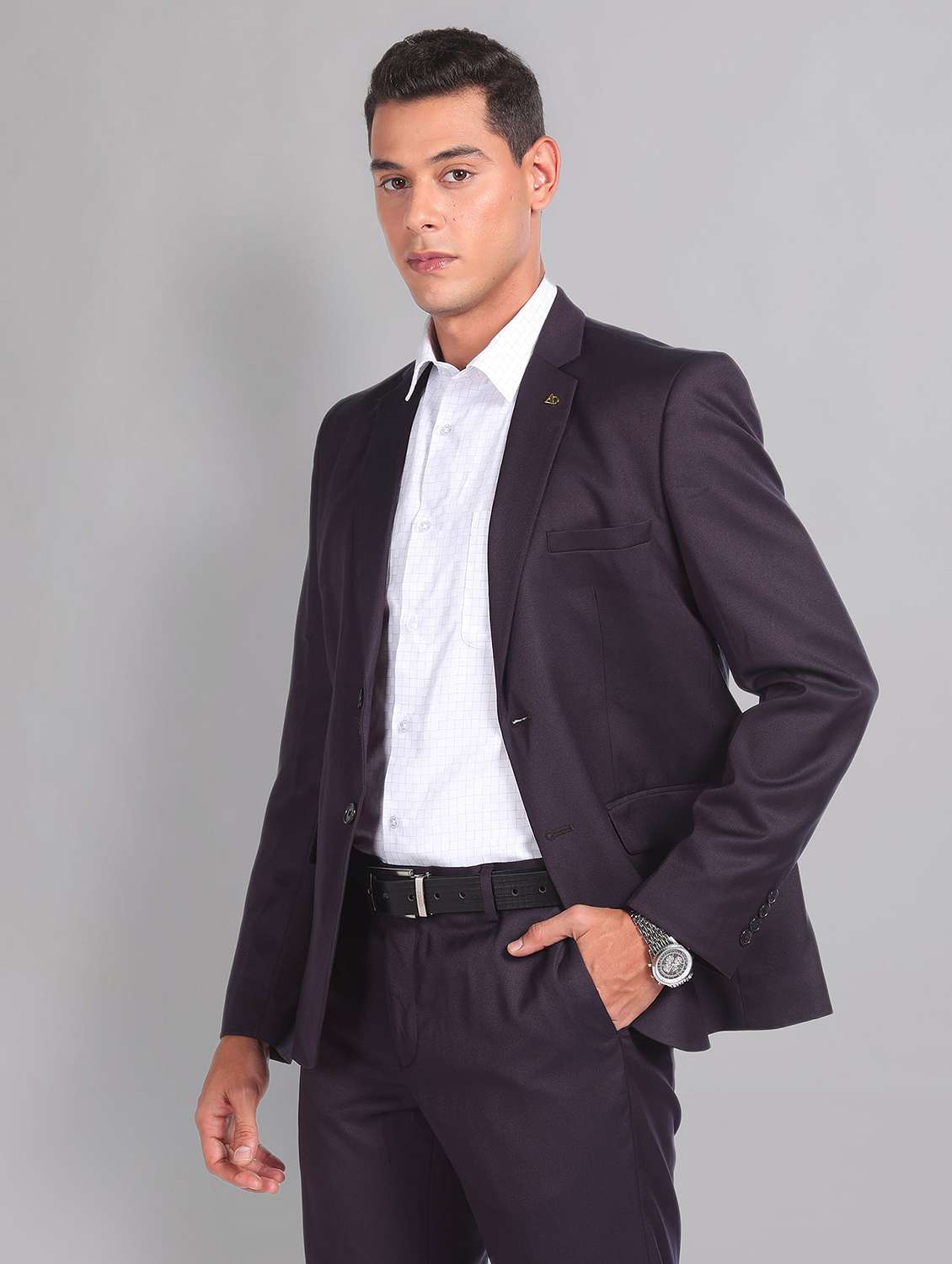 men solid single breasted suit - 21252881 - Standard Image - 3