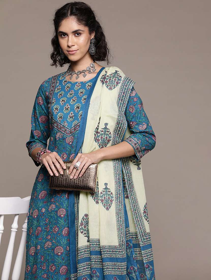 women blue kurta pant set with dupatta - 21252889 -  Standard Image - 3