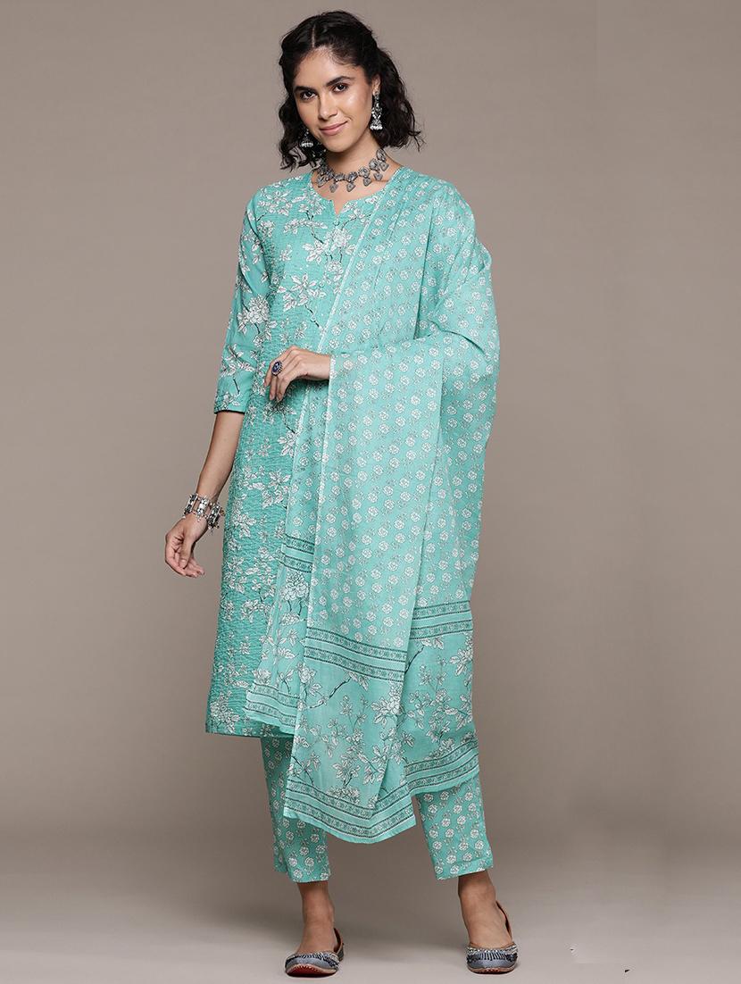 women sea green kurta pant set with dupatta - 21252891 -  Zoom Image - 0