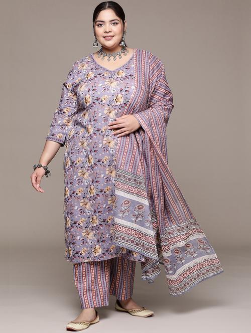 women lavender kurta palazzo set with dupatta - 21252903 - Standard Image - 0