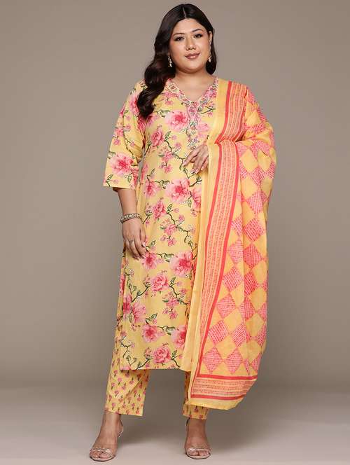 women floral kurta pant set with dupatta - 21252906 -  Standard Image - 0
