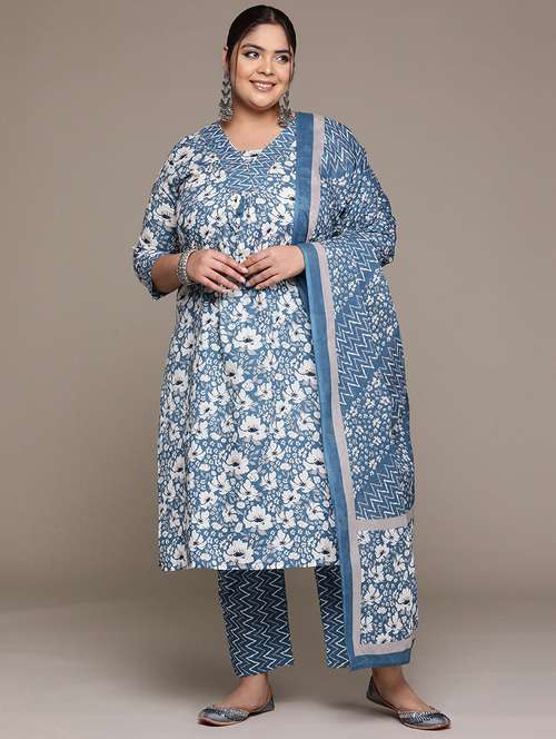 women blue kurta pant set with dupatta - 21252908 -  Standard Image - 0
