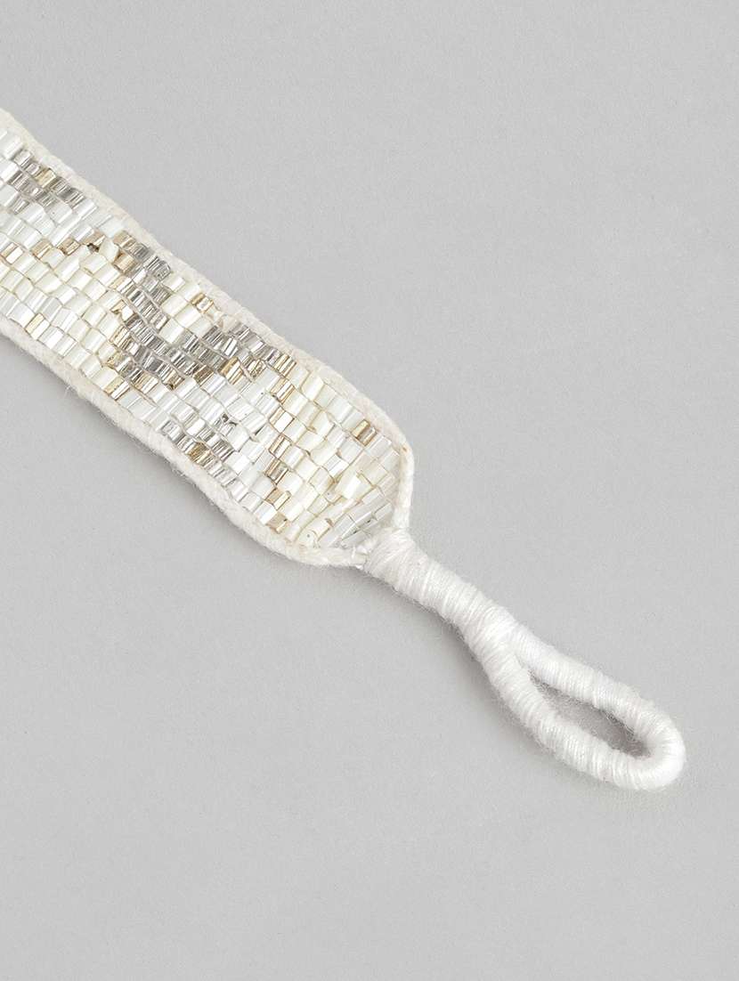 white beaded bangle bracelet - 21252972 -  Standard Image - 3