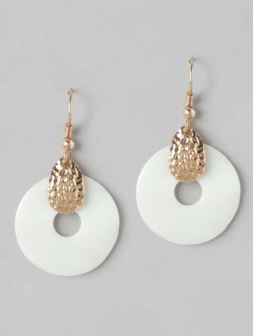 gold-plated circular drop earrings - 21253013 - Standard Image - 0