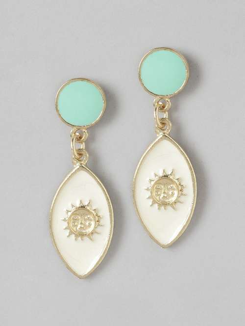 gold-plated enamelled geometric drop earrings - 21253018 - Standard Image - 0