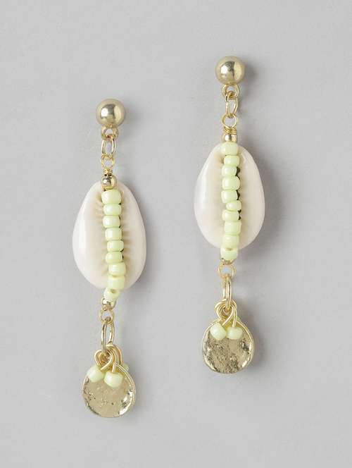 gold-plated quirky artificial beads drop earrings - 21253027 - Standard Image - 0
