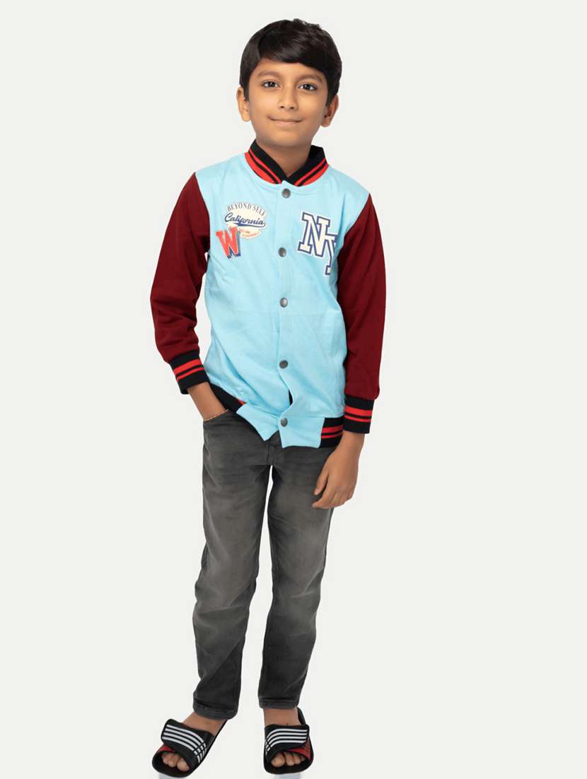 boy printed long sleeves varsity jacket - 21253110 -  Standard Image - 3