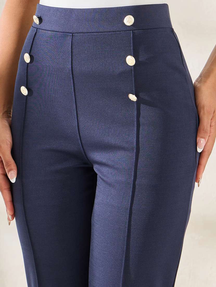 solid navy blue bootcut trouser - 21253319 -  Standard Image - 3