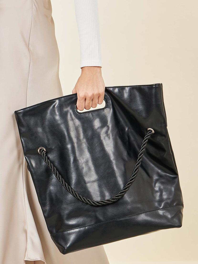 black leatherette (pu) handbag - 21253385 - Standard Image - 5