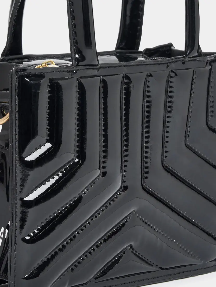 black leatherette (pu) handbag - 21253387 - Standard Image - 3