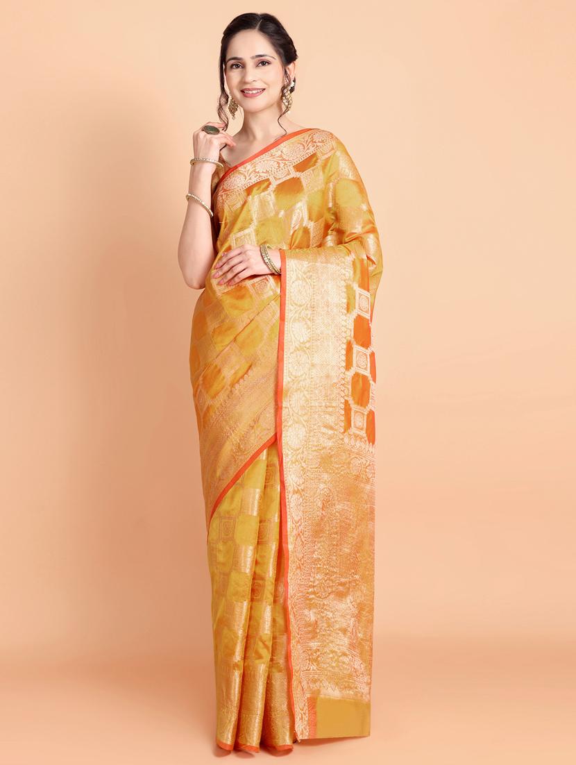 women self design banarasi saree with blouse