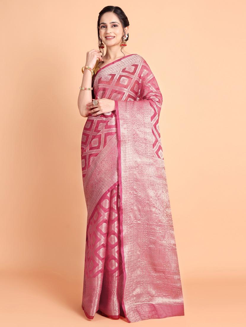 women self design banarasi saree with blouse