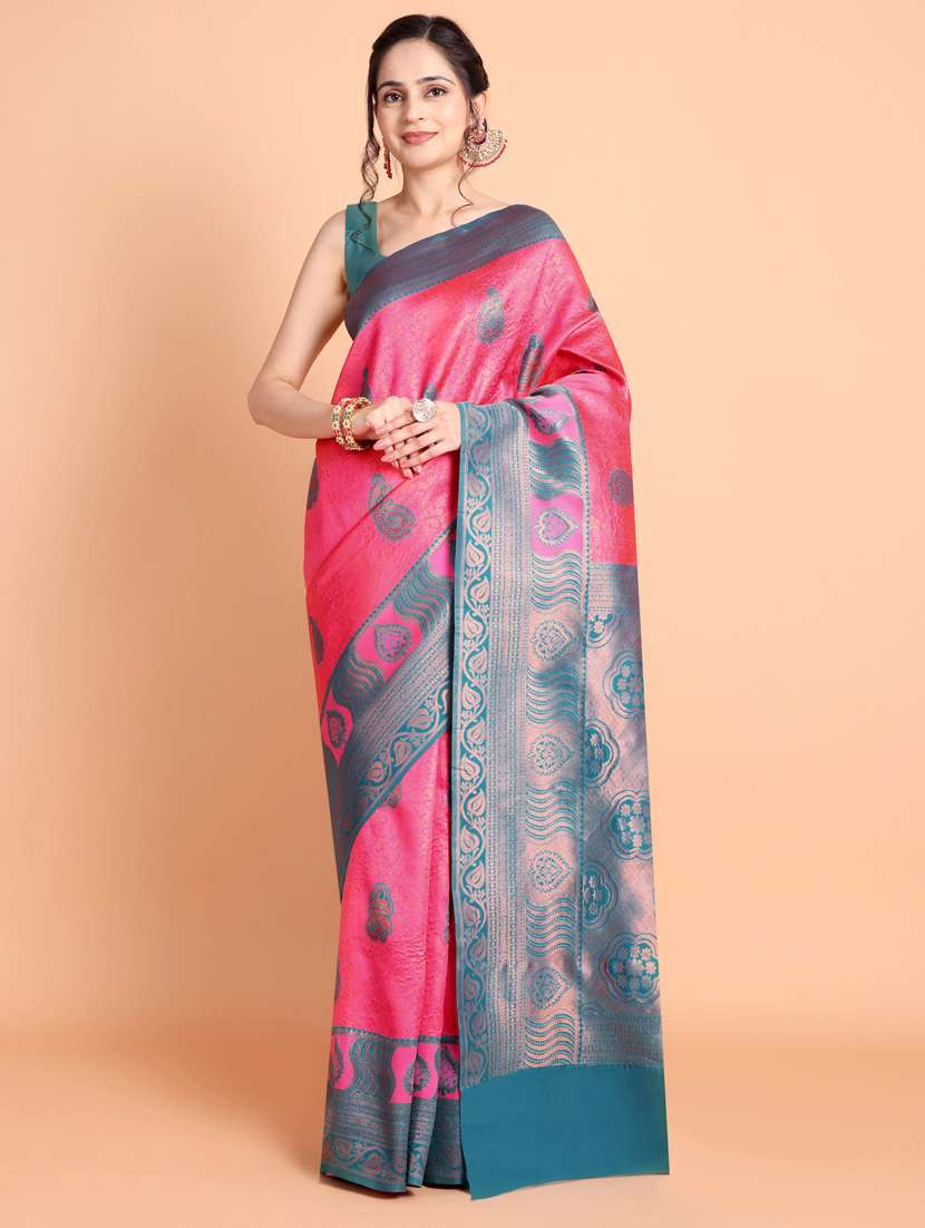 women self design banarasi saree with blouse - 21253456 -  Standard Image - 3