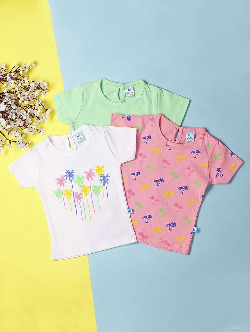 girls pack of 3 cotton regular tee