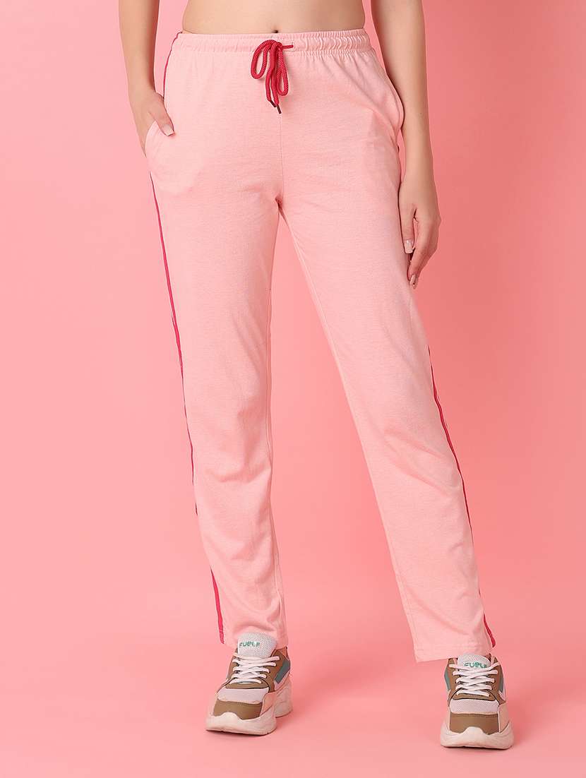 women pink solids track pant