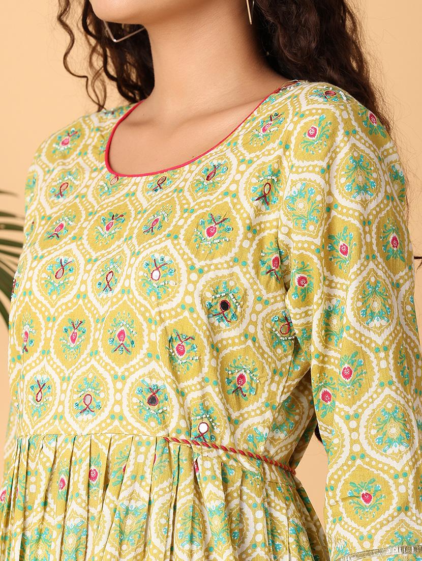 women printed three quarter sleeves a-line kurta - 21254840 - Standard Image - 5