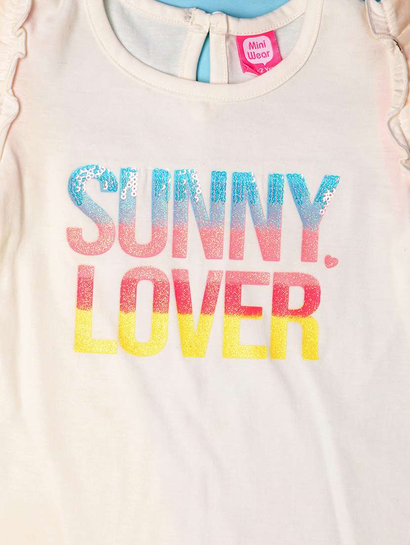 girls white self-designed skirt top set - 21254934 -  Standard Image - 3