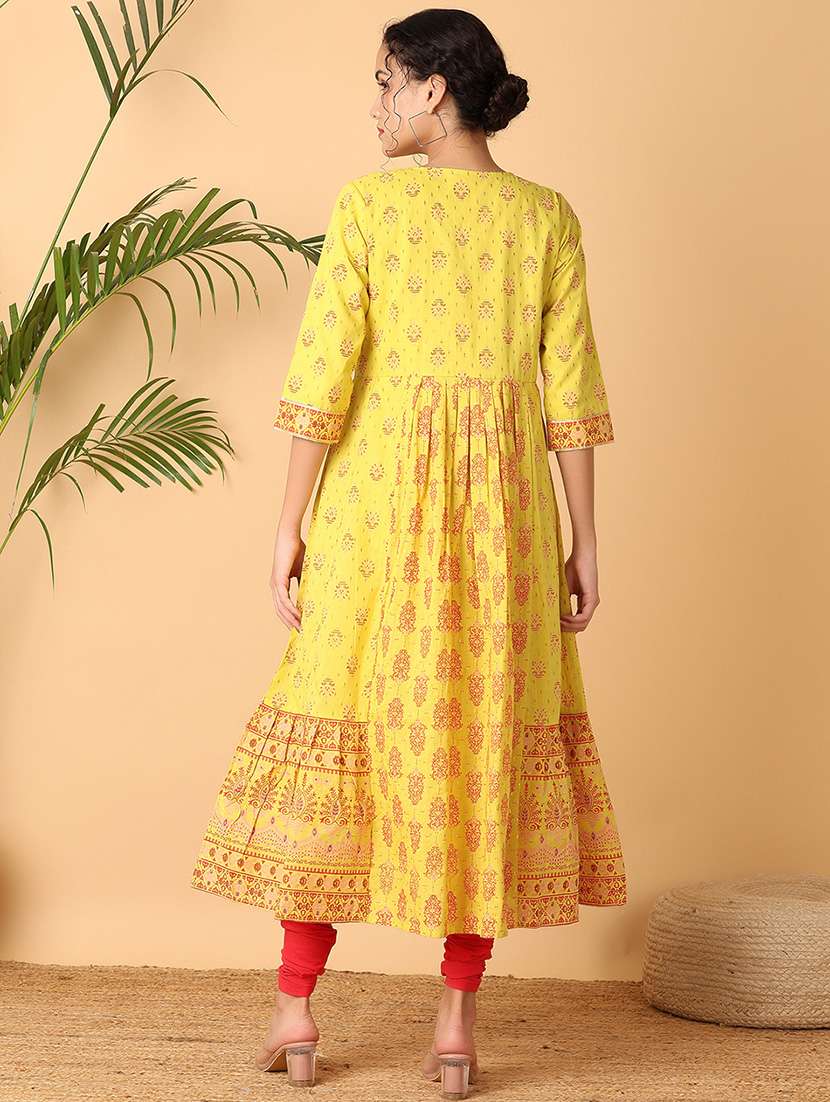 women printed three quarter sleeves anarkali kurta - 21255273 - Standard Image - 3