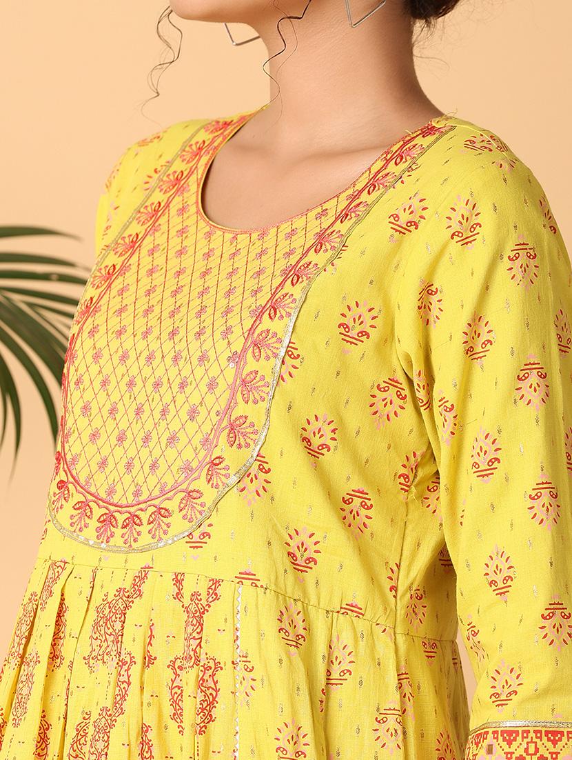 women printed three quarter sleeves anarkali kurta - 21255273 - Standard Image - 5