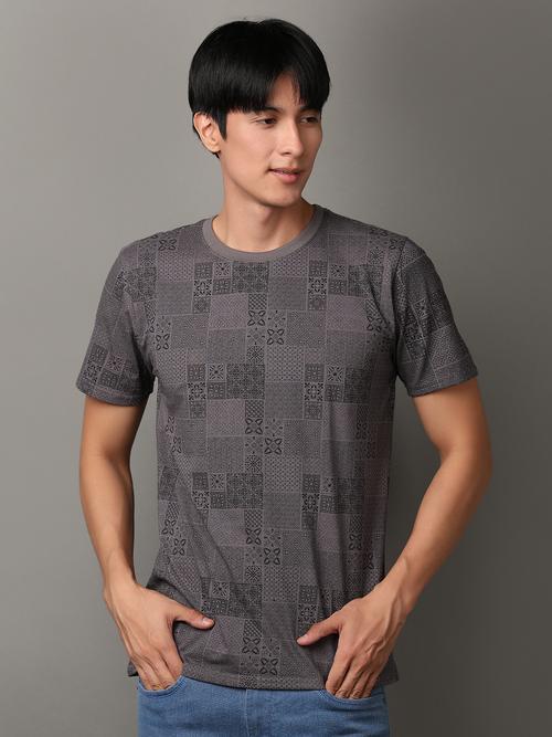 grey cotton front print tshirt - 21255342 - Standard Image - 0