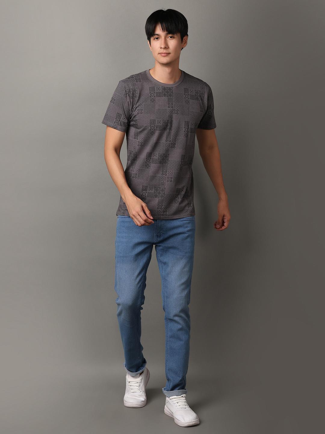 grey cotton front print tshirt - 21255342 - Standard Image - 3