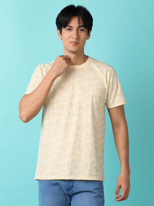 cream cotton front print tshirt - 21255343 - Standard Image - 0