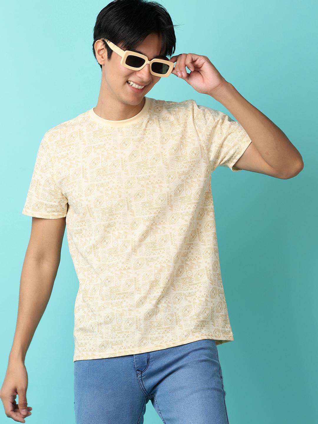 cream cotton front print tshirt - 21255343 - Standard Image - 3