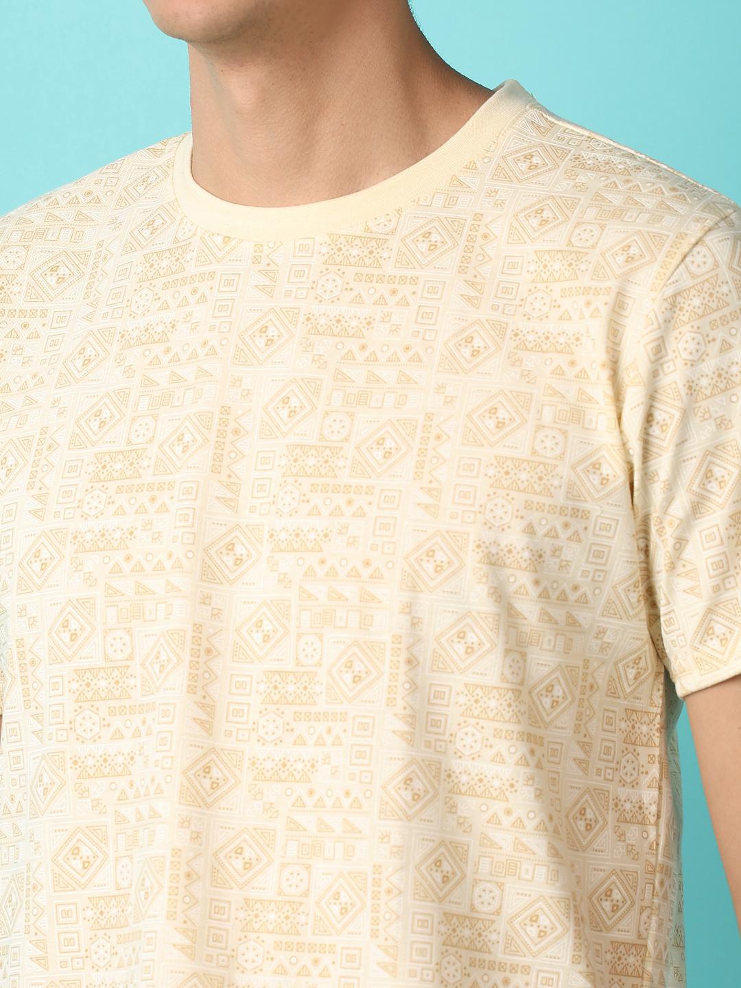 cream cotton front print tshirt - 21255343 - Standard Image - 5