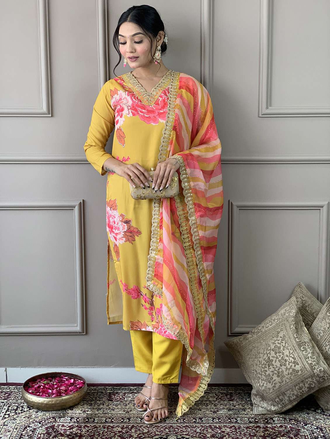 yellow rayon straight kurta - 21255764 -  Zoom Image - 0
