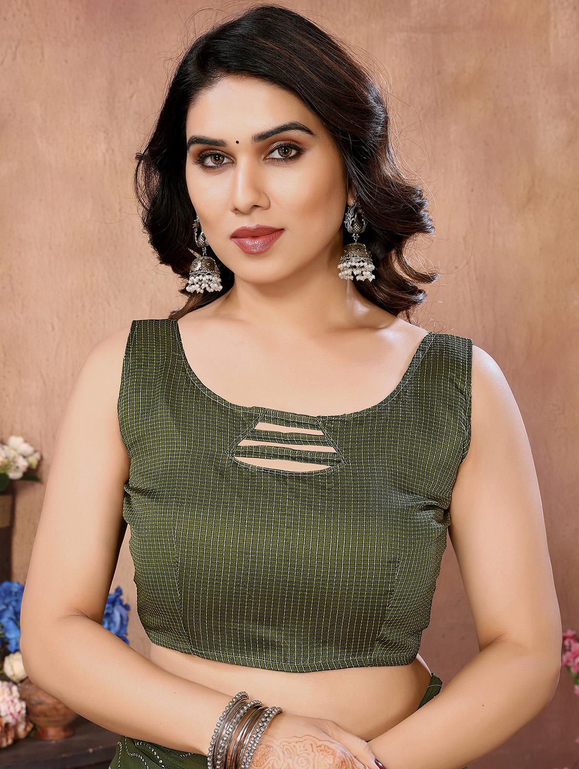 green fusion saree with blouse - 21255780 - Standard Image - 3