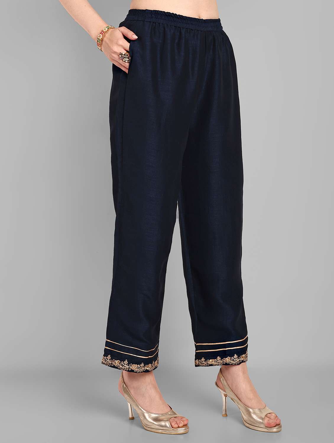 navy art silk straight kurta - 21255789 - Standard Image - 8