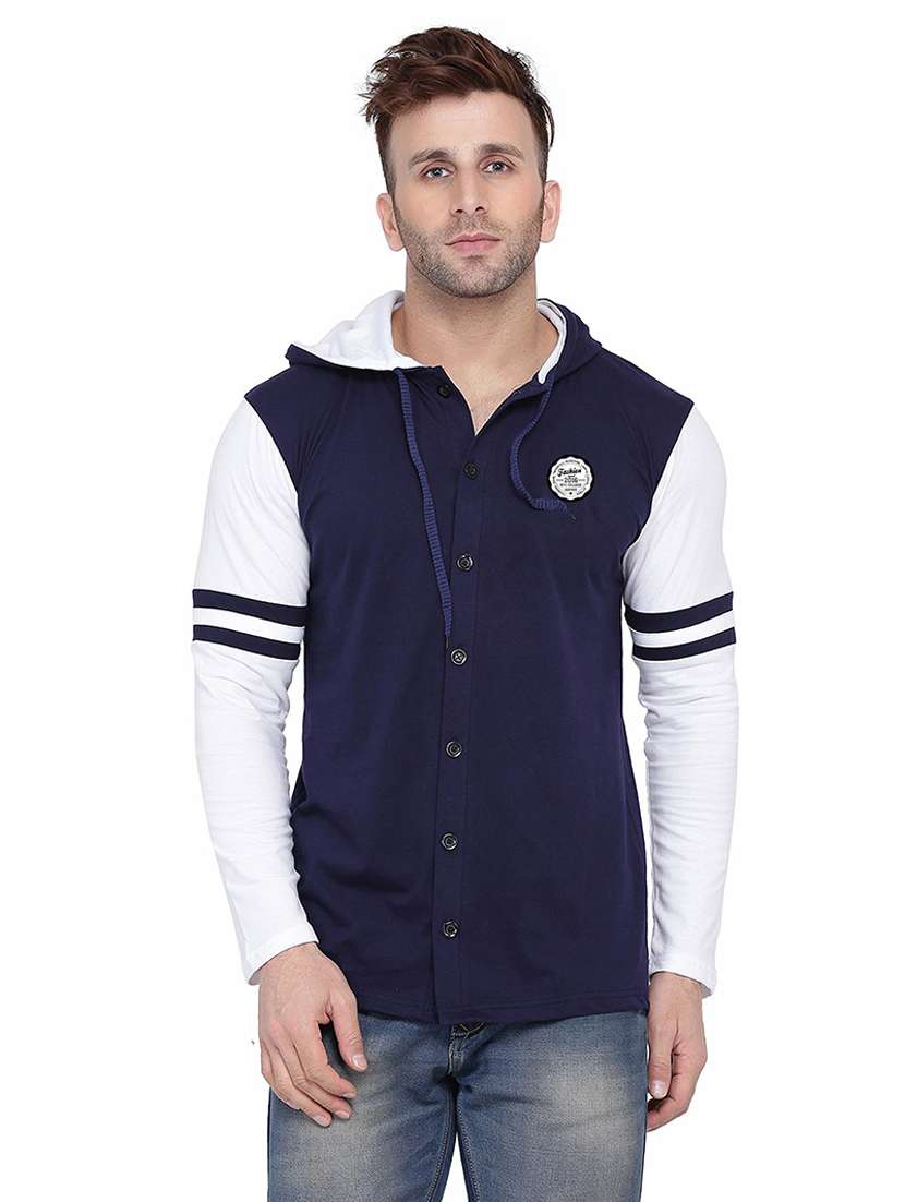 men color block hood neck casual shirt - 21256557 - Zoom Image - 0