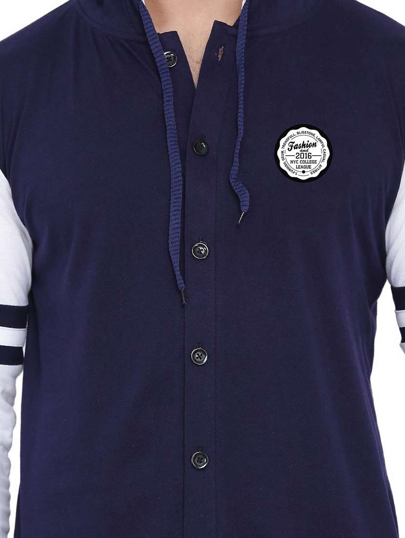 men color block hood neck casual shirt - 21256557 - Standard Image - 3