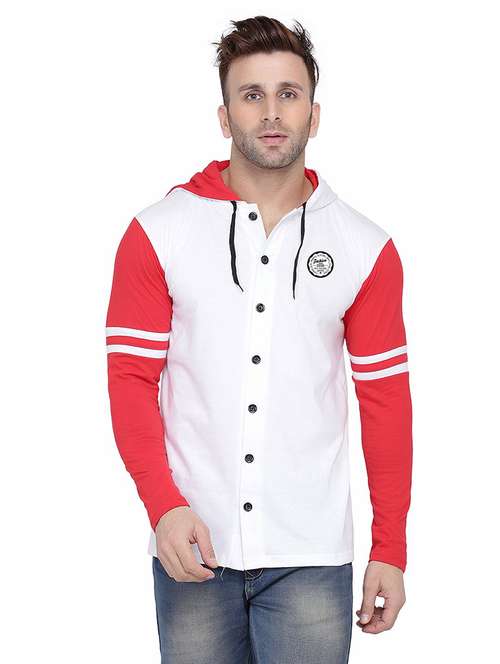 men color block hood neck casual shirt - 21256558 -  Standard Image - 0