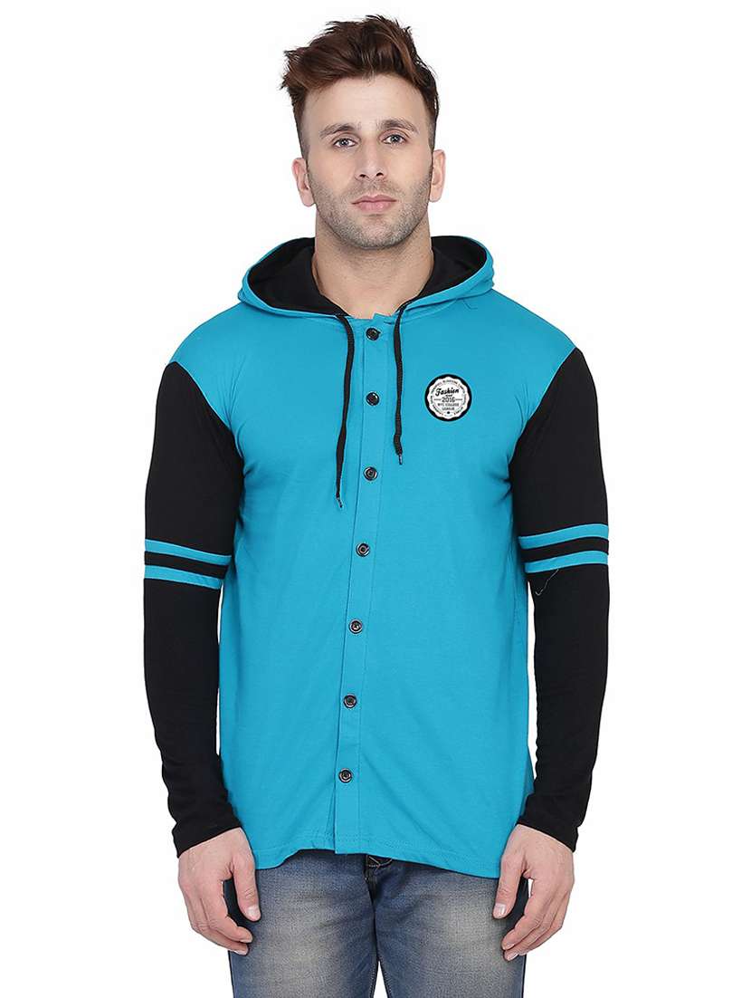 men color block hood neck casual shirt - 21256560 - Zoom Image - 0