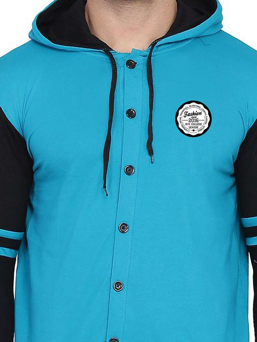 men color block hood neck casual shirt - 21256560 - Standard Image - 3