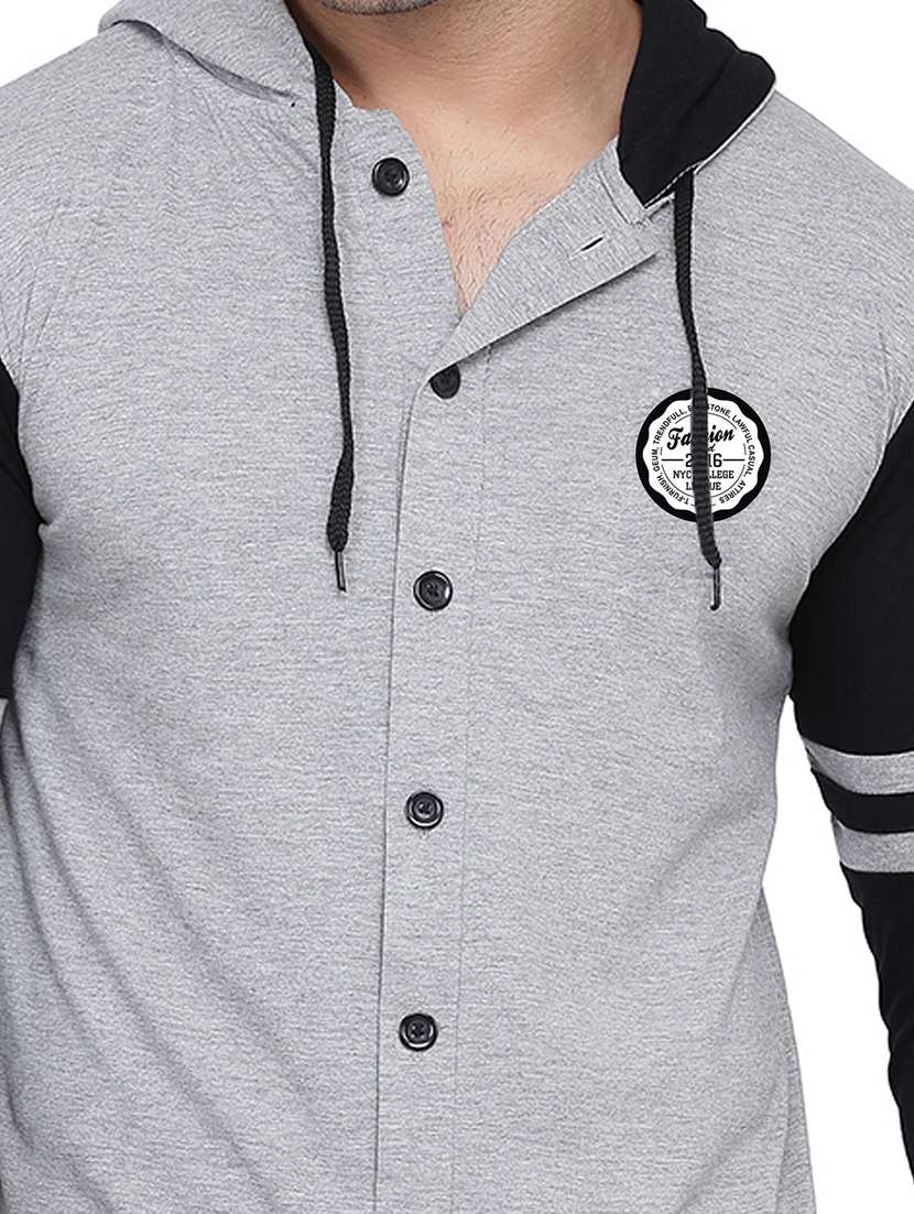 men color block hood neck casual shirt - 21256565 -  Standard Image - 3