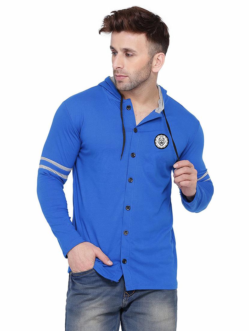 men solid hood neck casual shirt - 21256567 - Zoom Image - 0