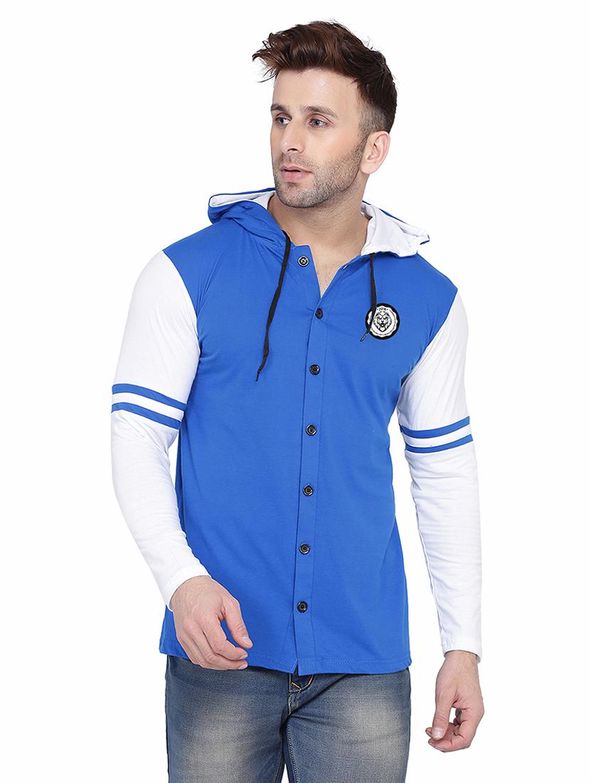 men color block hood neck casual shirt - 21256584 -  Zoom Image - 0