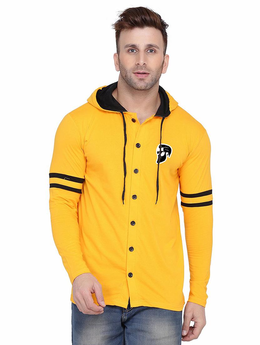 men solid hood neck casual shirt  - 21256591 -  Zoom Image - 0