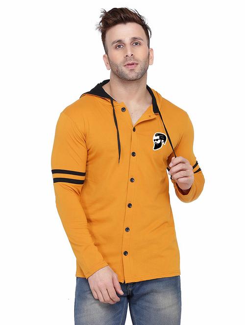 men solid hood neck casual shirt - 21256596 - Standard Image - 0