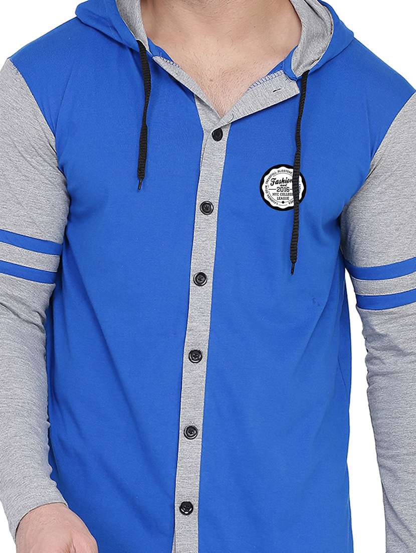 men color block hood neck casual shirt - 21256604 -  Standard Image - 3