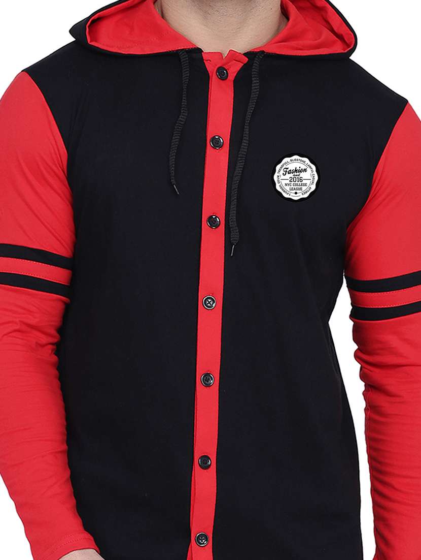 men color block hood neck casual shirt - 21256607 -  Standard Image - 3