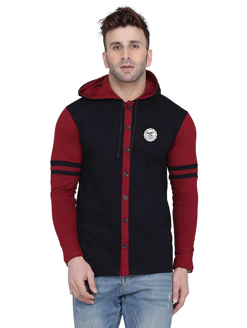 men color block hood neck casual shirt - 21256608 - Zoom Image - 0