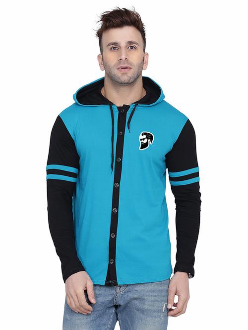 men color block hood neck casual shirt - 21256621 - Standard Image - 0