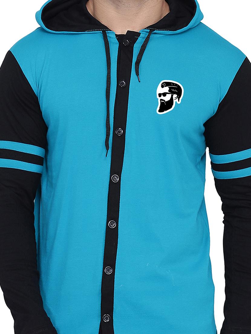 men color block hood neck casual shirt - 21256621 - Standard Image - 3