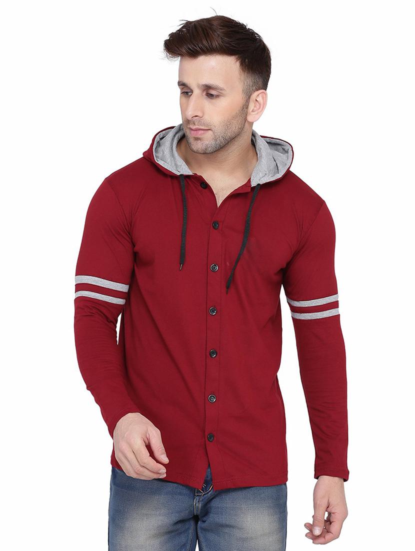 men solid hood neck casual shirt - 21256635 - Zoom Image - 0