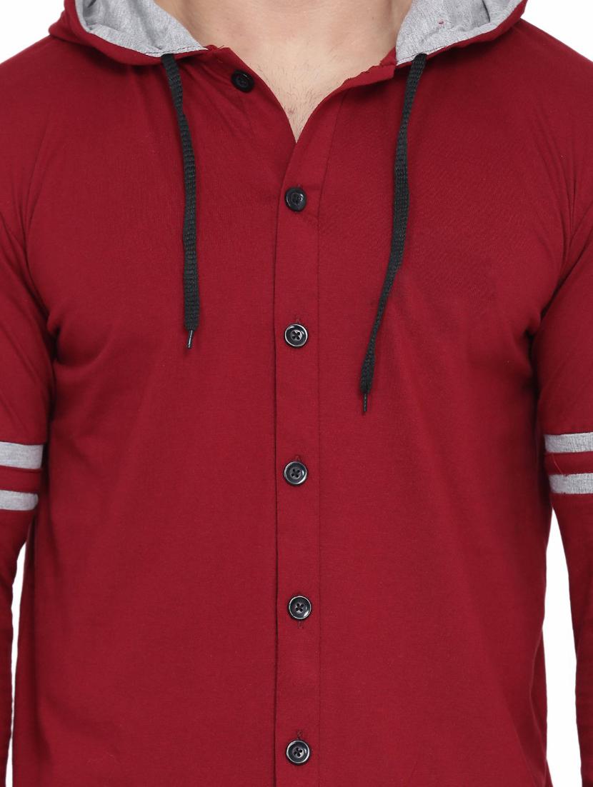 men solid hood neck casual shirt - 21256635 - Standard Image - 3